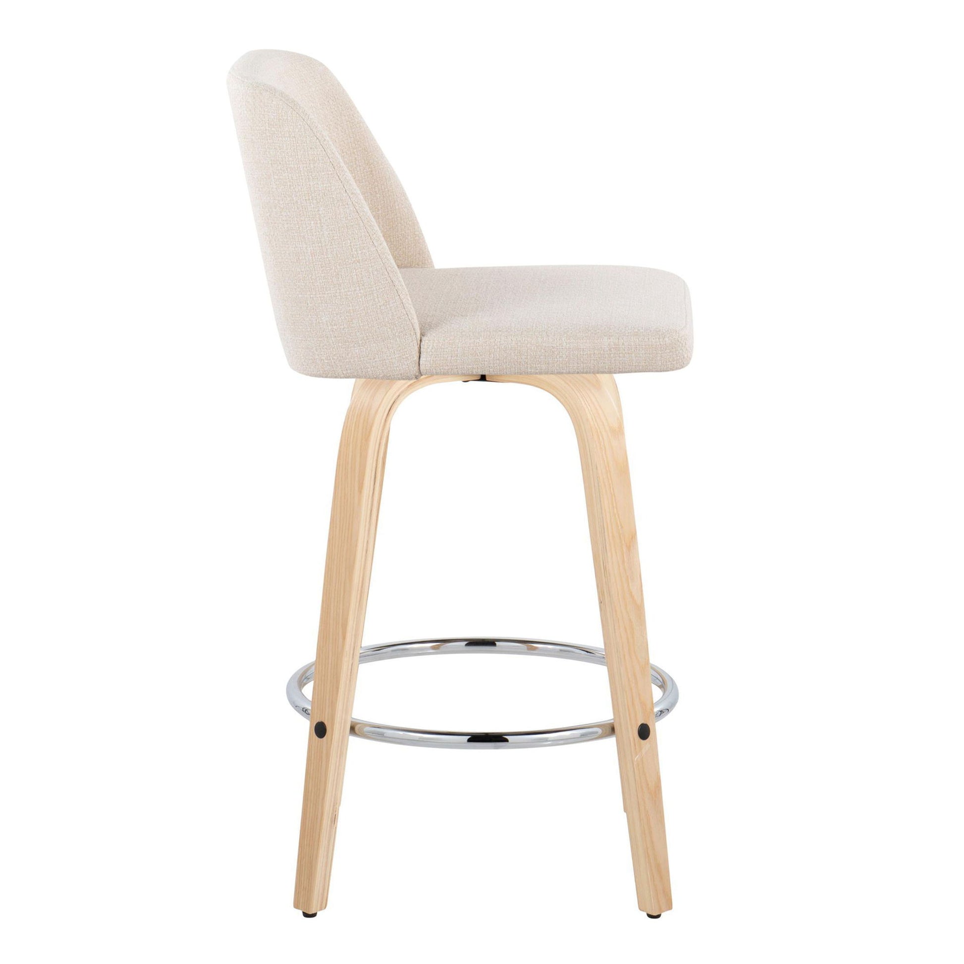 Toriano - Contemporary Fixed-Height Counter Stool With Swivel And Round Footrest (Set of 2) Lumi Source