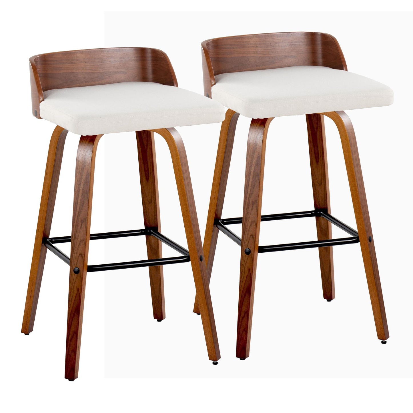 Maya - Mid Century Modern Fixed Height Barstool With Swivel And Square Footrest (Set of 2) Lumi Source