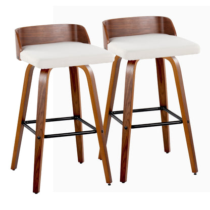 Maya - Mid Century Modern Fixed Height Barstool With Swivel And Square Footrest (Set of 2) Lumi Source