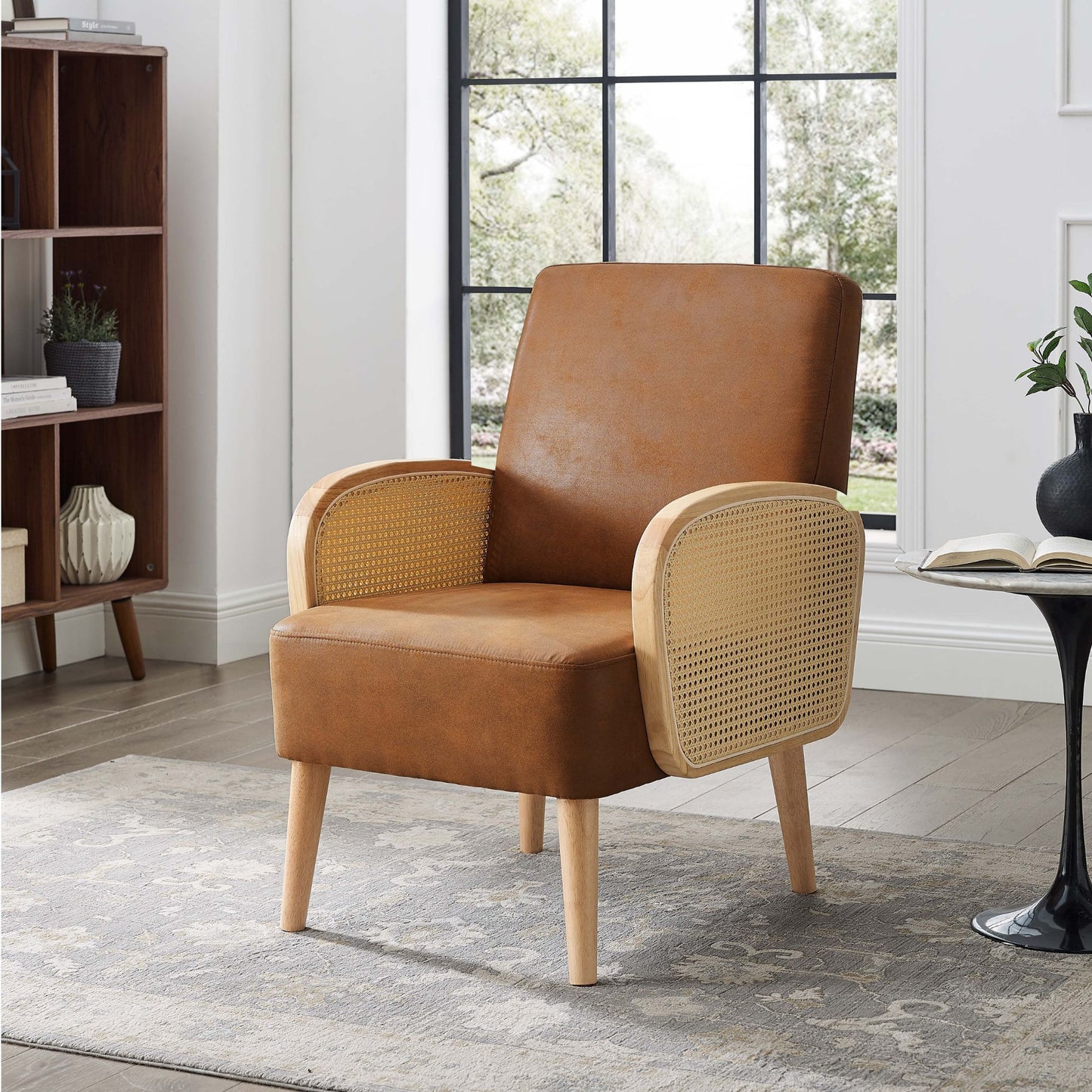 Upholstered Armchair With Tall Legs - Brown Home Essentials