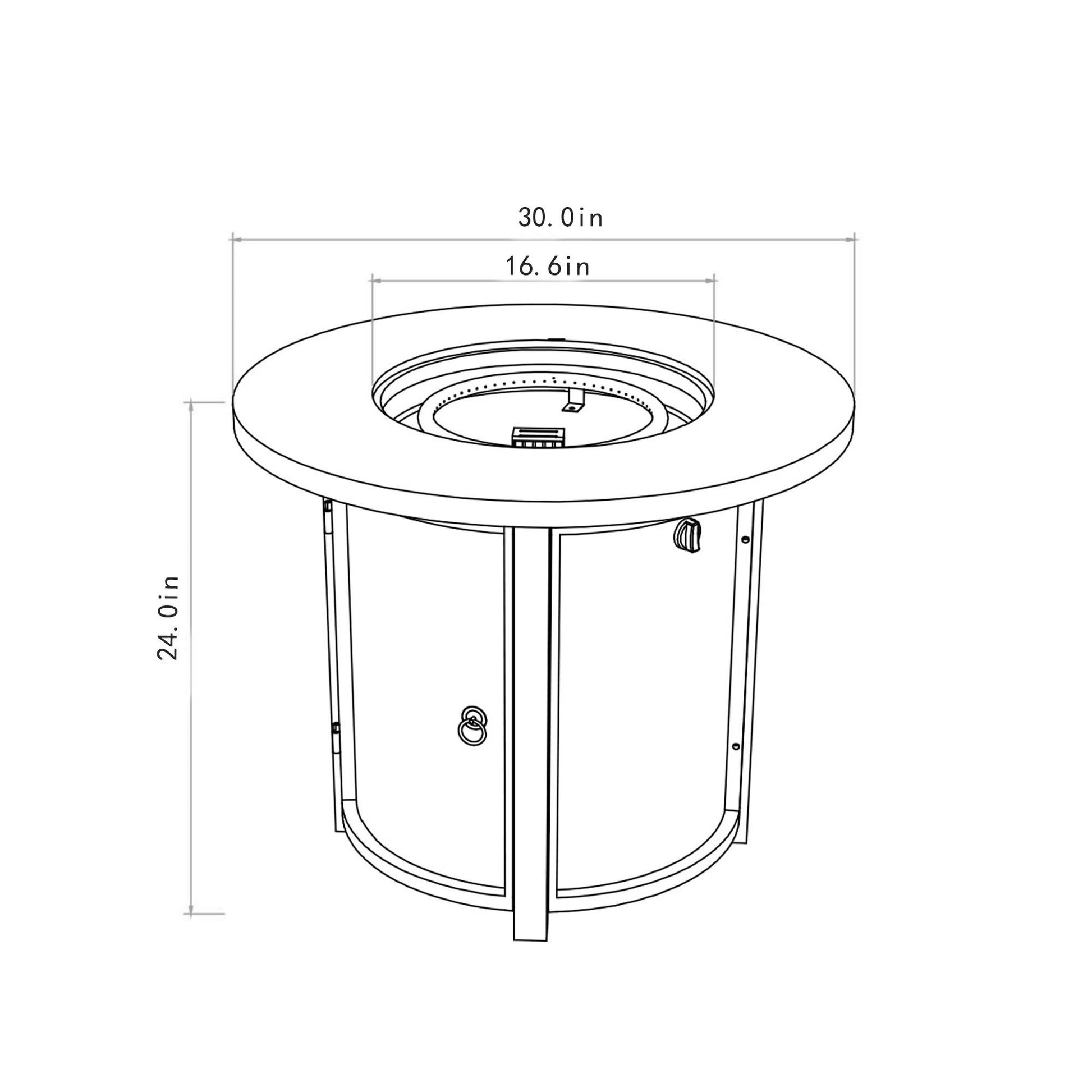 30" Propane Round Fire Table 40000Btu Propane Fire Pit Table - Black Home Essentials