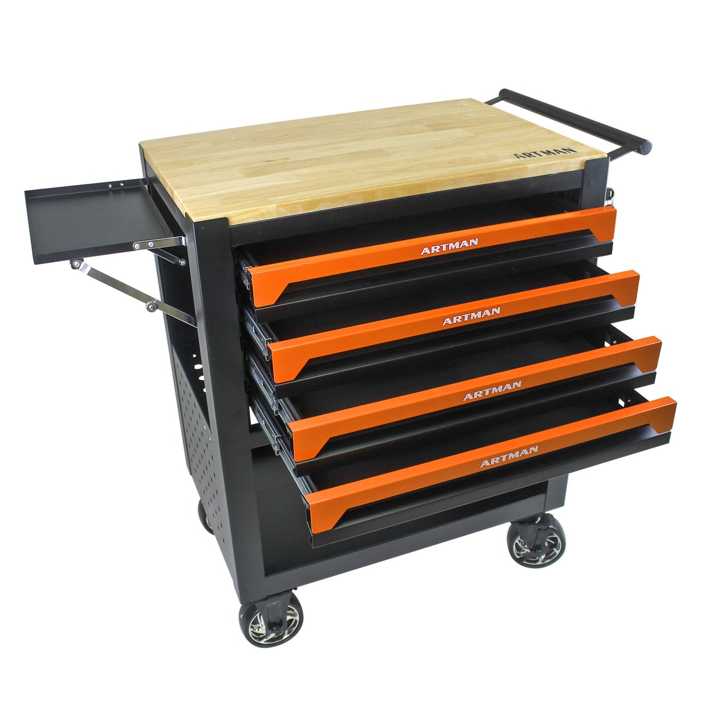 4 Drawers Multifunctional Tool Cart With Wheels And Wooden Top Daily Nest
