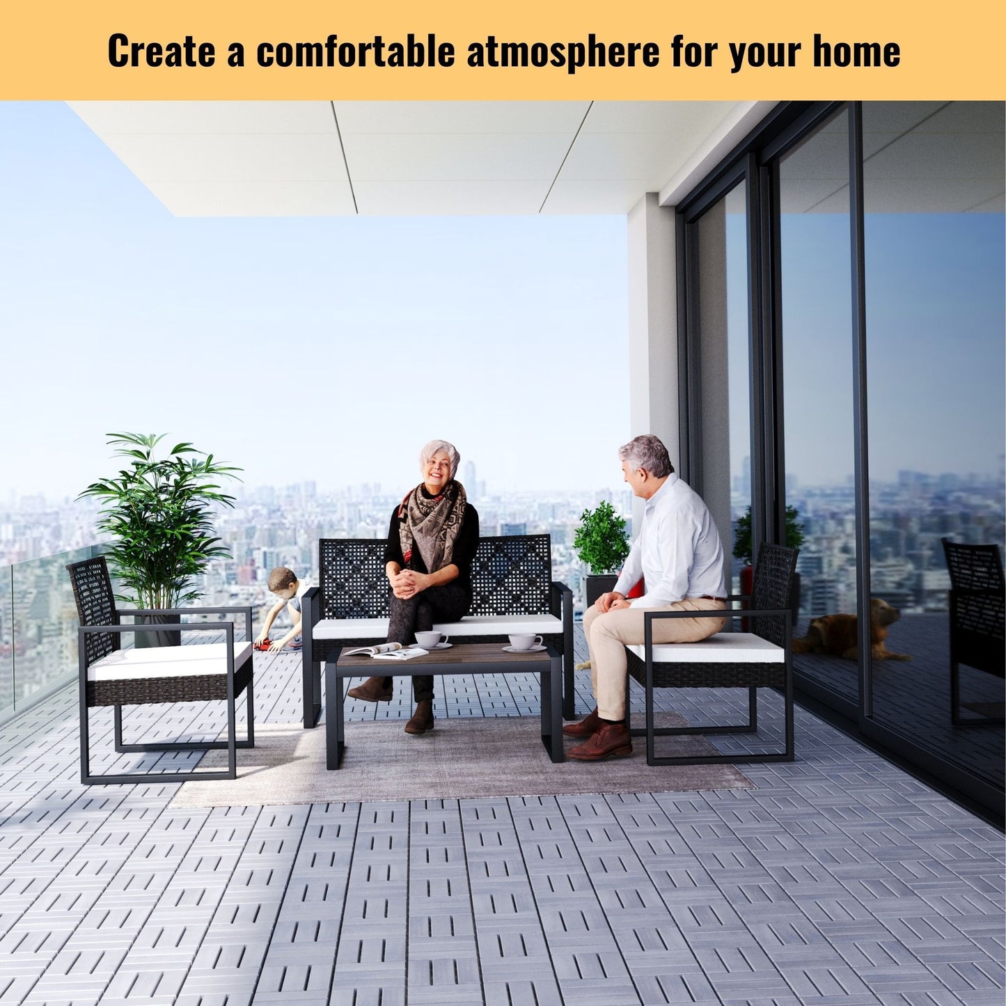 Interlocking Deck Tiles Checker Pattern, Square Acacia Hardwood Outdoor Flooring For Patio, Bancony, Pool Side Daily Nest