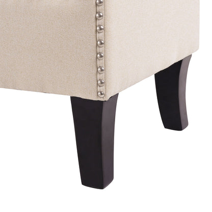 Kathy - Roll Arm Entryway Accent Bench - Sky Neutral Beige Jennifer Taylor Home