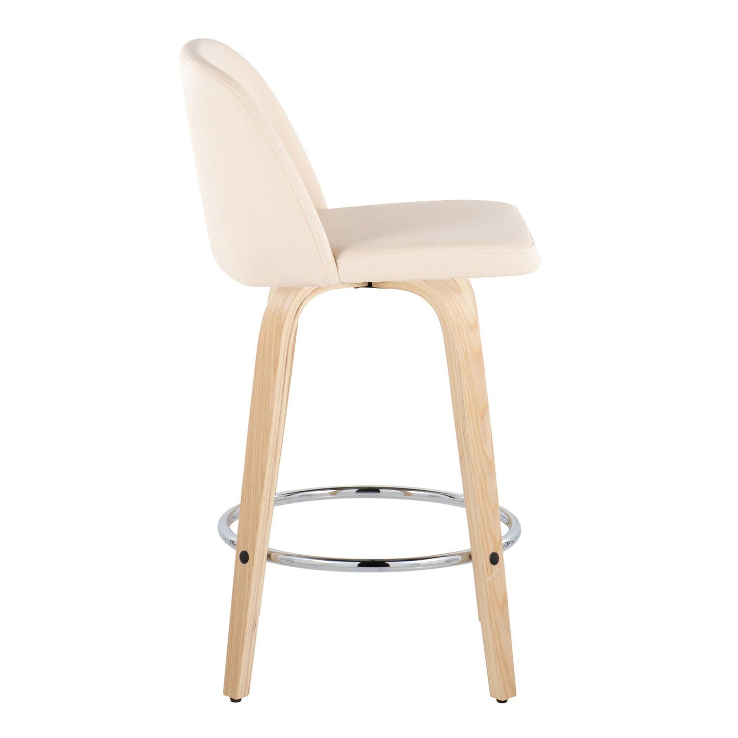 Toriano - Contemporary Fixed-Height Counter Stool With Swivel And Round Footrest (Set of 2) Lumi Source