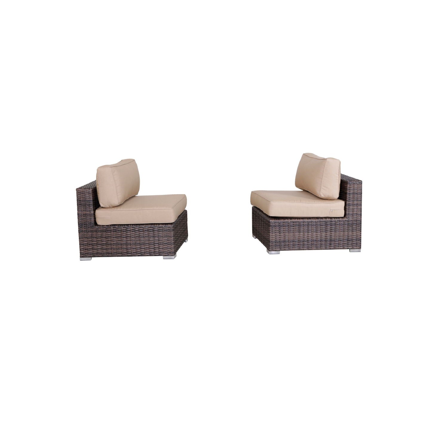 Wide Armless Outdoor Chairs With Cushions (Set of 2) LSI Patio Furniture