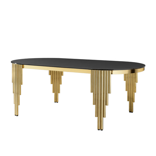 Oval Dining Table With Glass Top And Stainless Steel Base Home Essentials