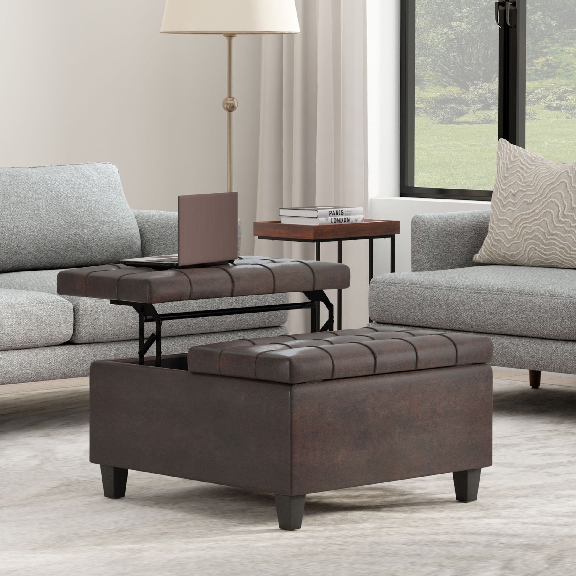 Harrison - Upholstered Coffee Table Storage Ottoman Simpli-Home