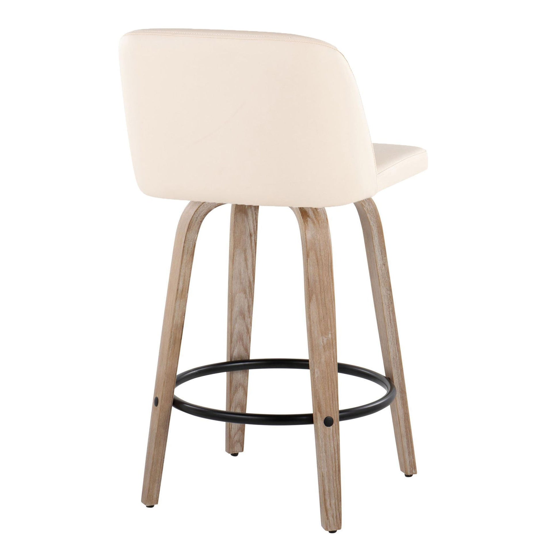 Toriano - Contemporary Fixed-Height Counter Stool & Swivel With Round Footrest (Set of 2) Lumi Source