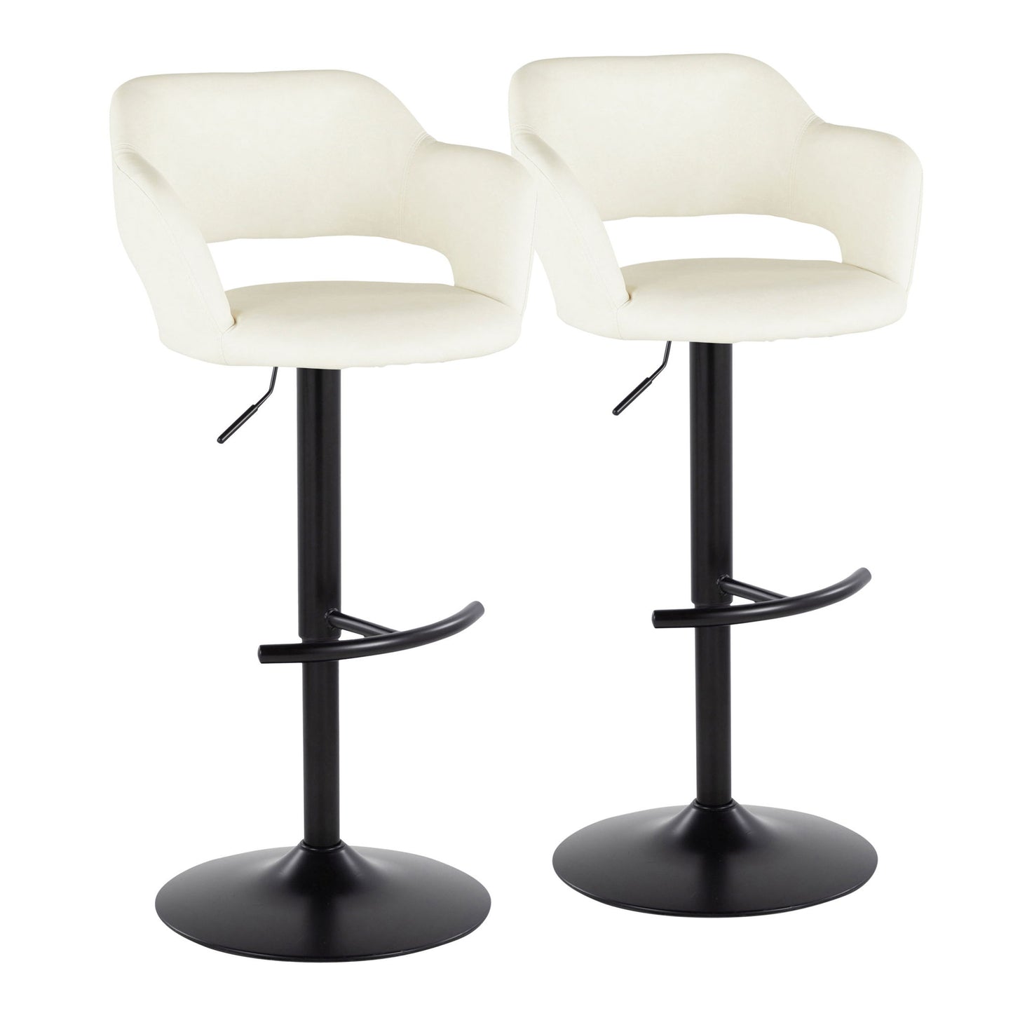 Margarite - Contemporary Adjustable Barstool With Swivel With Rounded T Footrest (Set of 2) Lumi Source