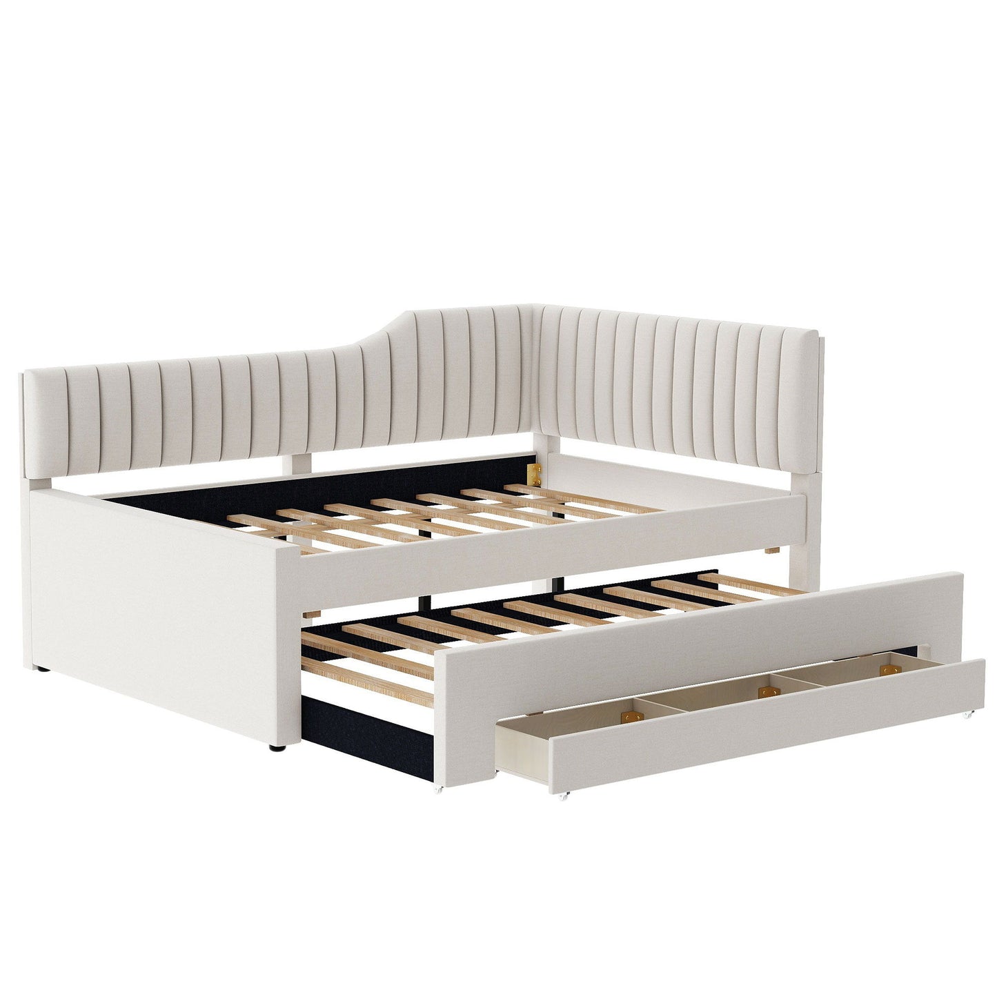 Upholstered Daybed With Trundle And 3 Drawers Dreamland