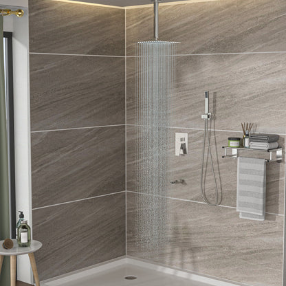 16" Ceiling Mount Square Shower System With Waterfall Tub Spout And Rough In Valve Daily Nest