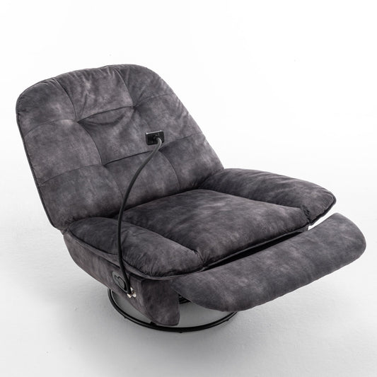 Modern Swivel Gliding Recliner Chair With Rocking Function And Phone Holder, Large Comfortable Home Essentials