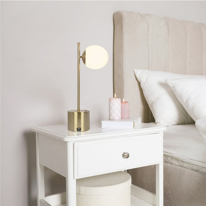 Ethereal - Modern Small Table Lamp, Desk Lamp Fixture With Globe Shade - Gold / White Ashcroft Furniture