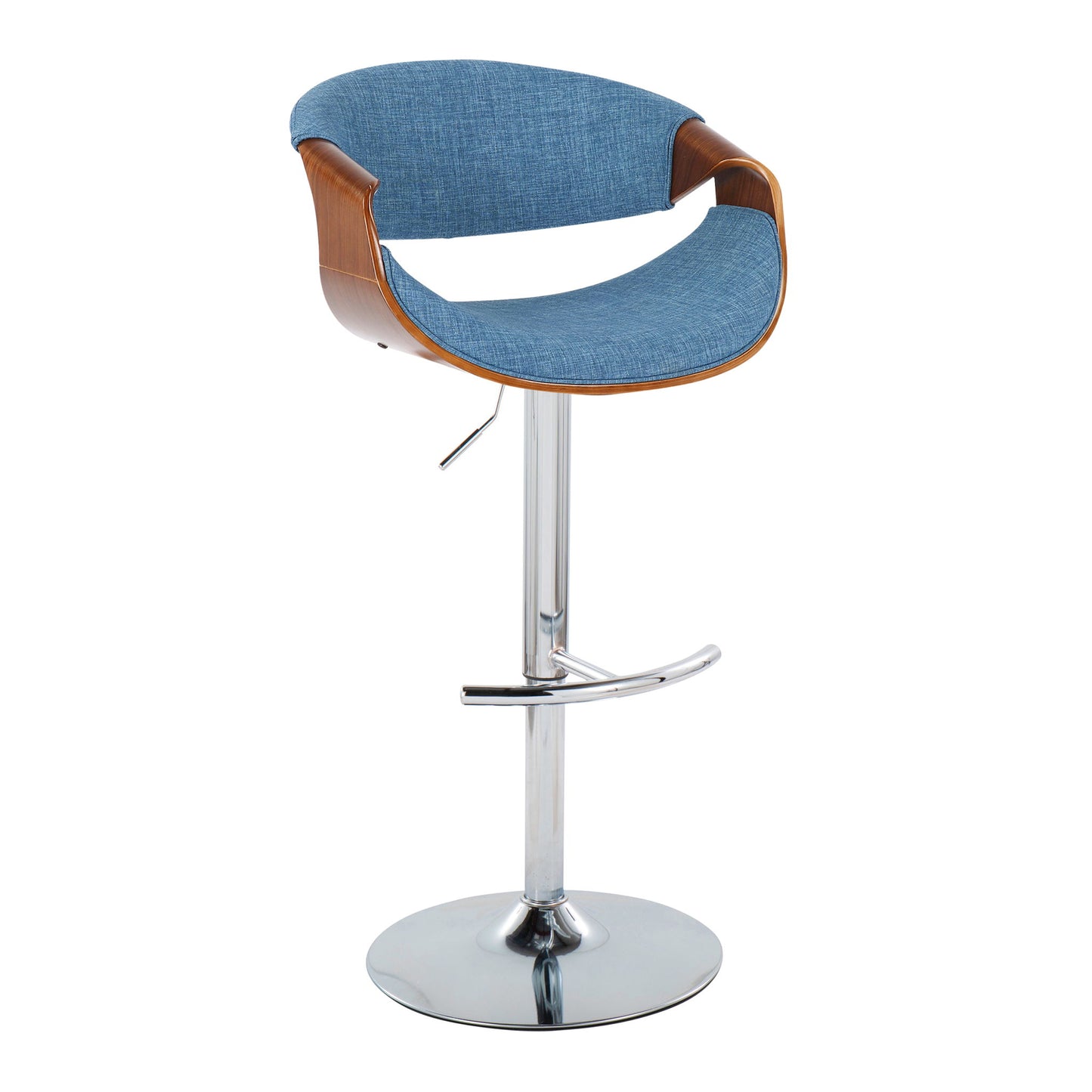 Curvo - Mid Century Modern Adjustable Barstool With Swivel With Rounded T Footrest (Set of 2) Lumi Source