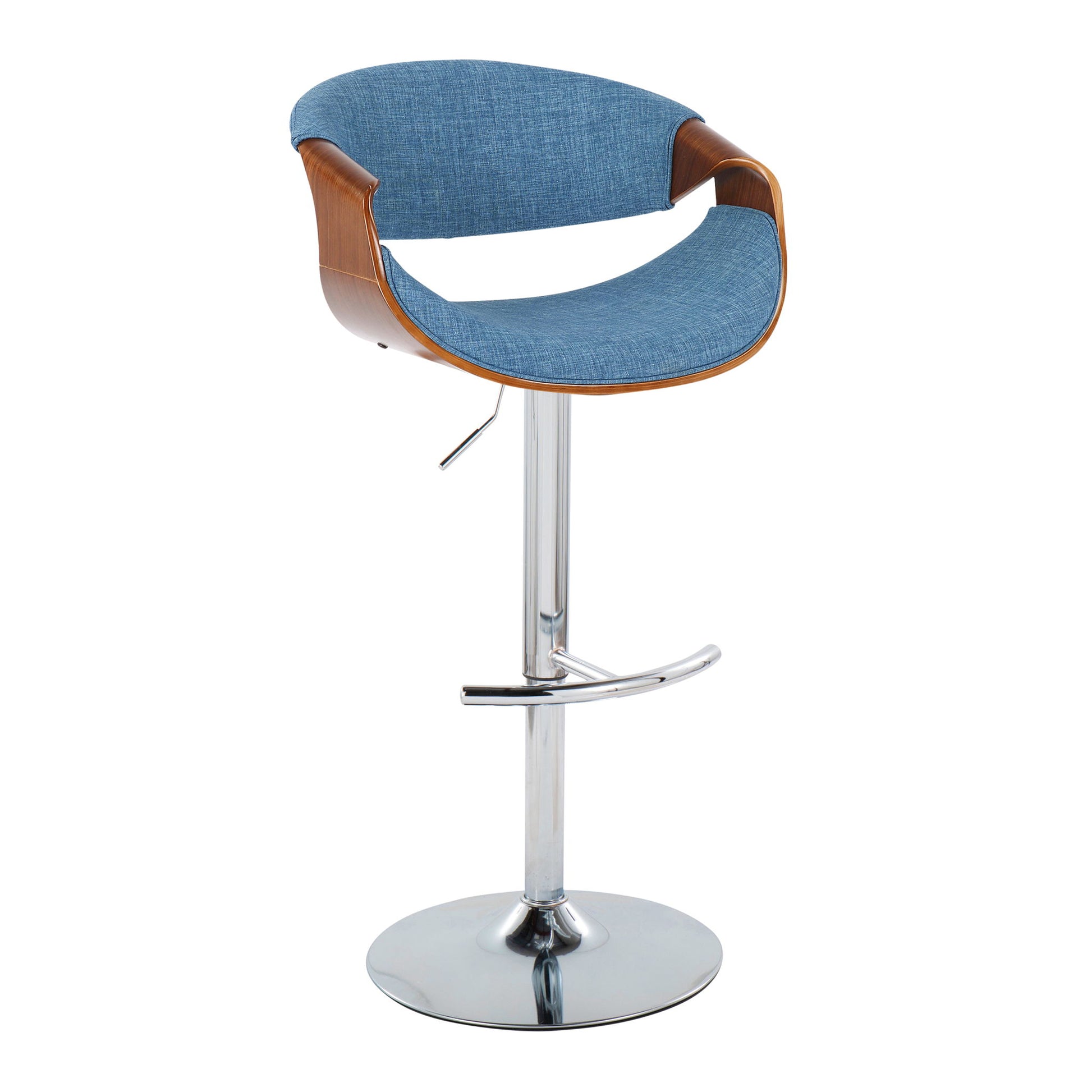 Curvo - Mid Century Modern Adjustable Barstool With Swivel With Rounded T Footrest (Set of 2) Lumi Source