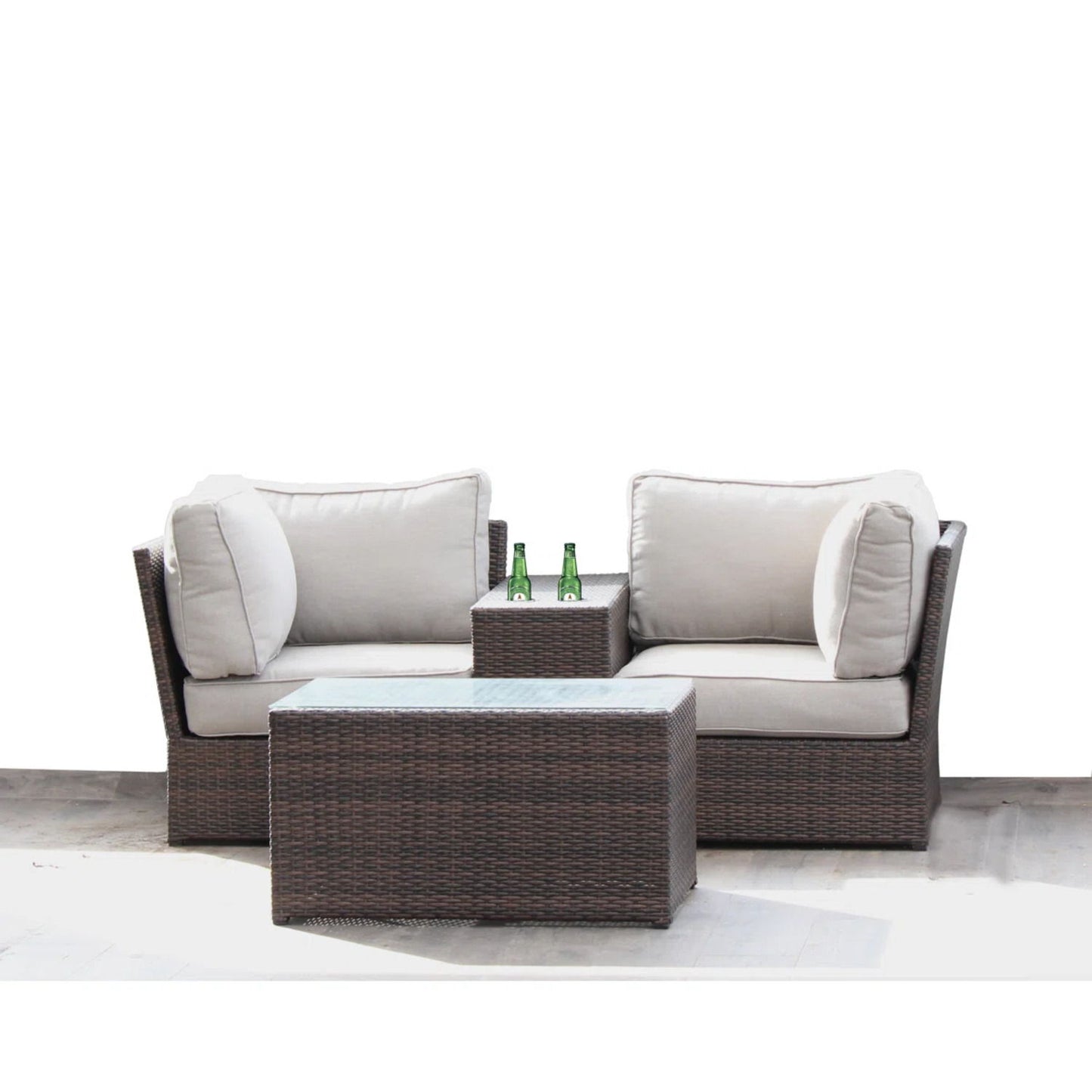Comfortable Modern Patio Rattan Sectional Set With Cushions LSI Patio Furniture