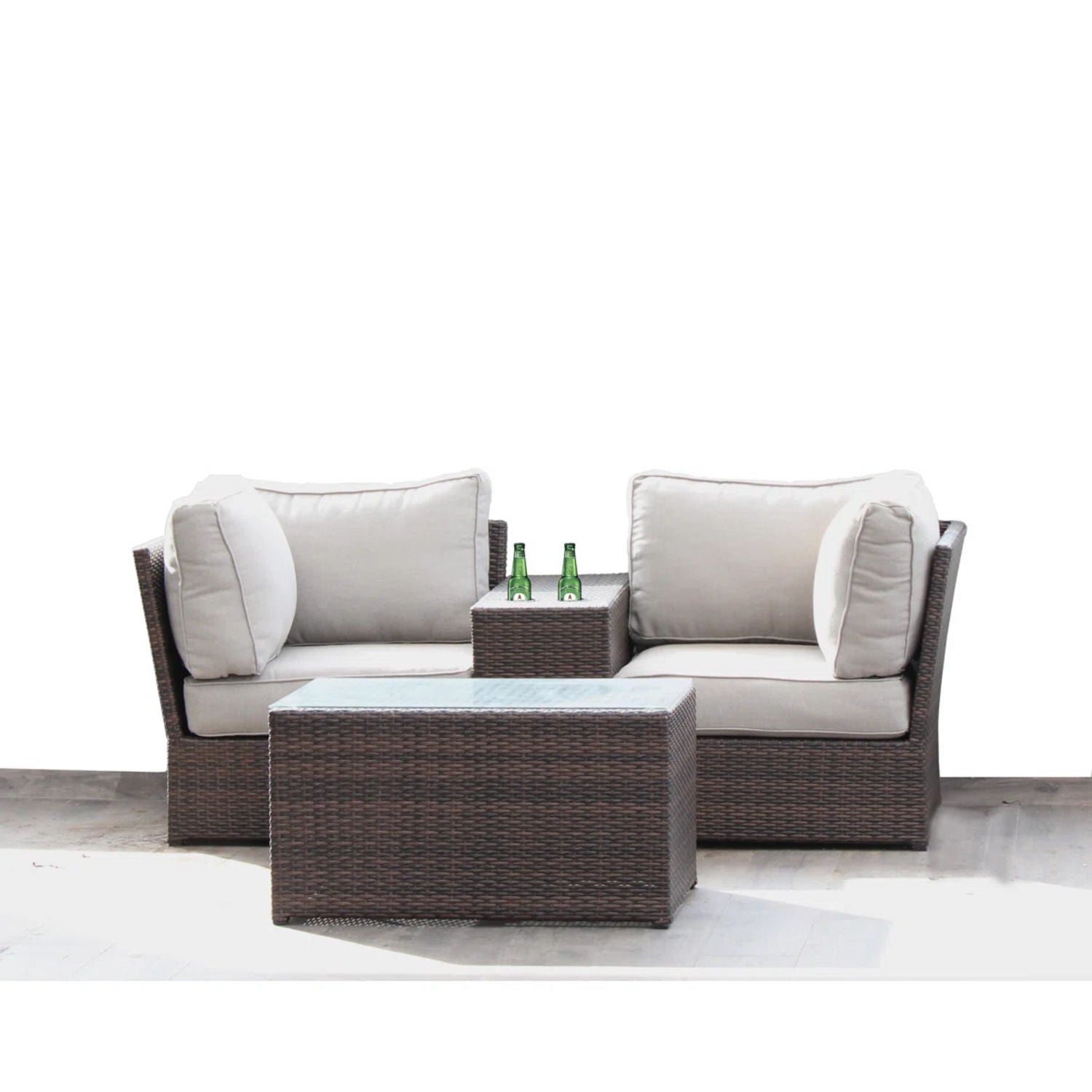 Comfortable Modern Patio Rattan Sectional Set With Cushions LSI Patio Furniture