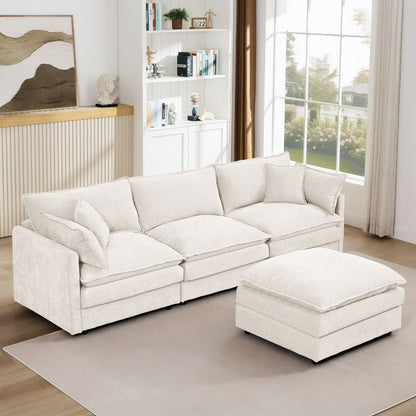 Contemporary Modular Sectional Sofa Set With Movable Ottoman Home Essentials