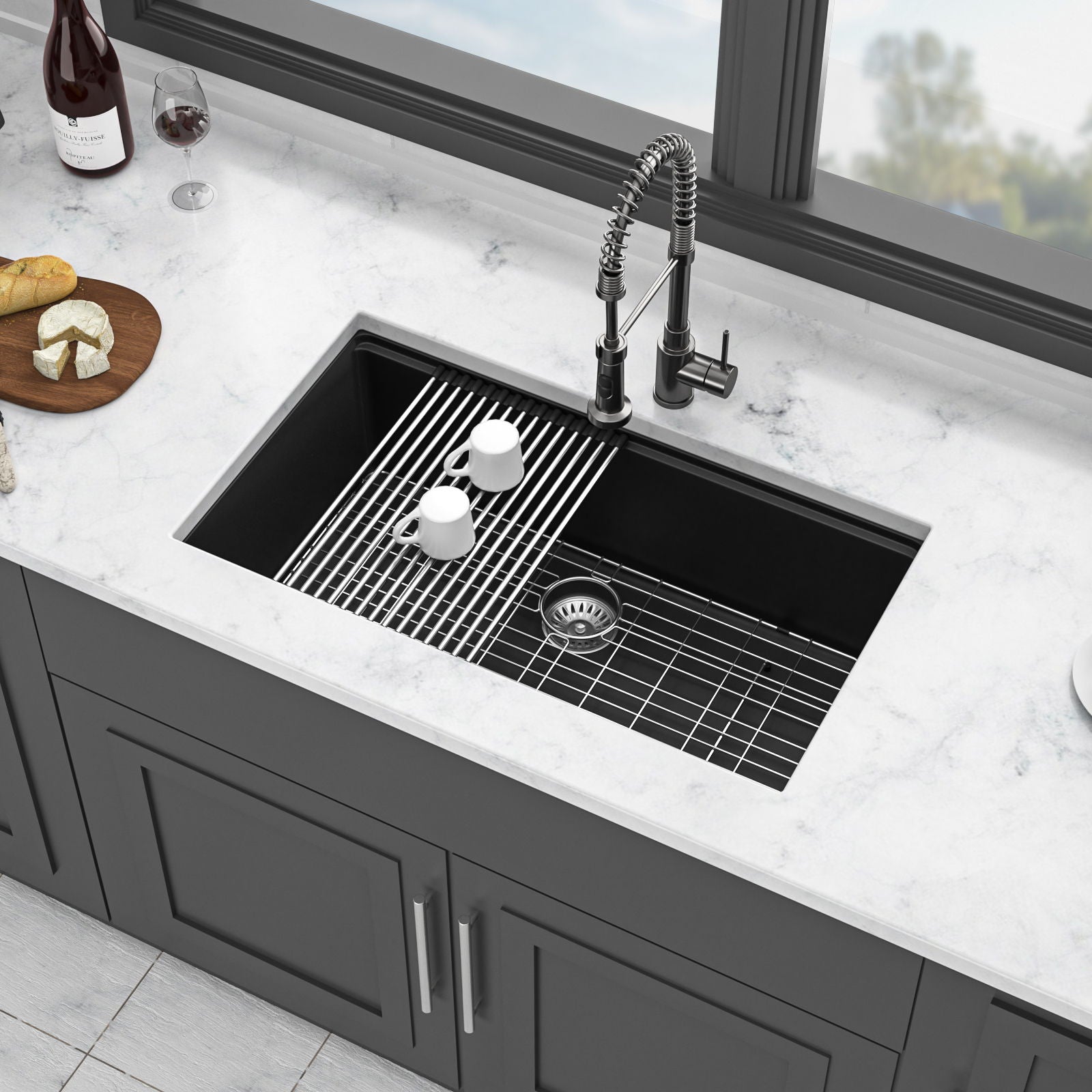 Quartz Kitchen Sink, Composite Workstation, Undermount Daily Nest
