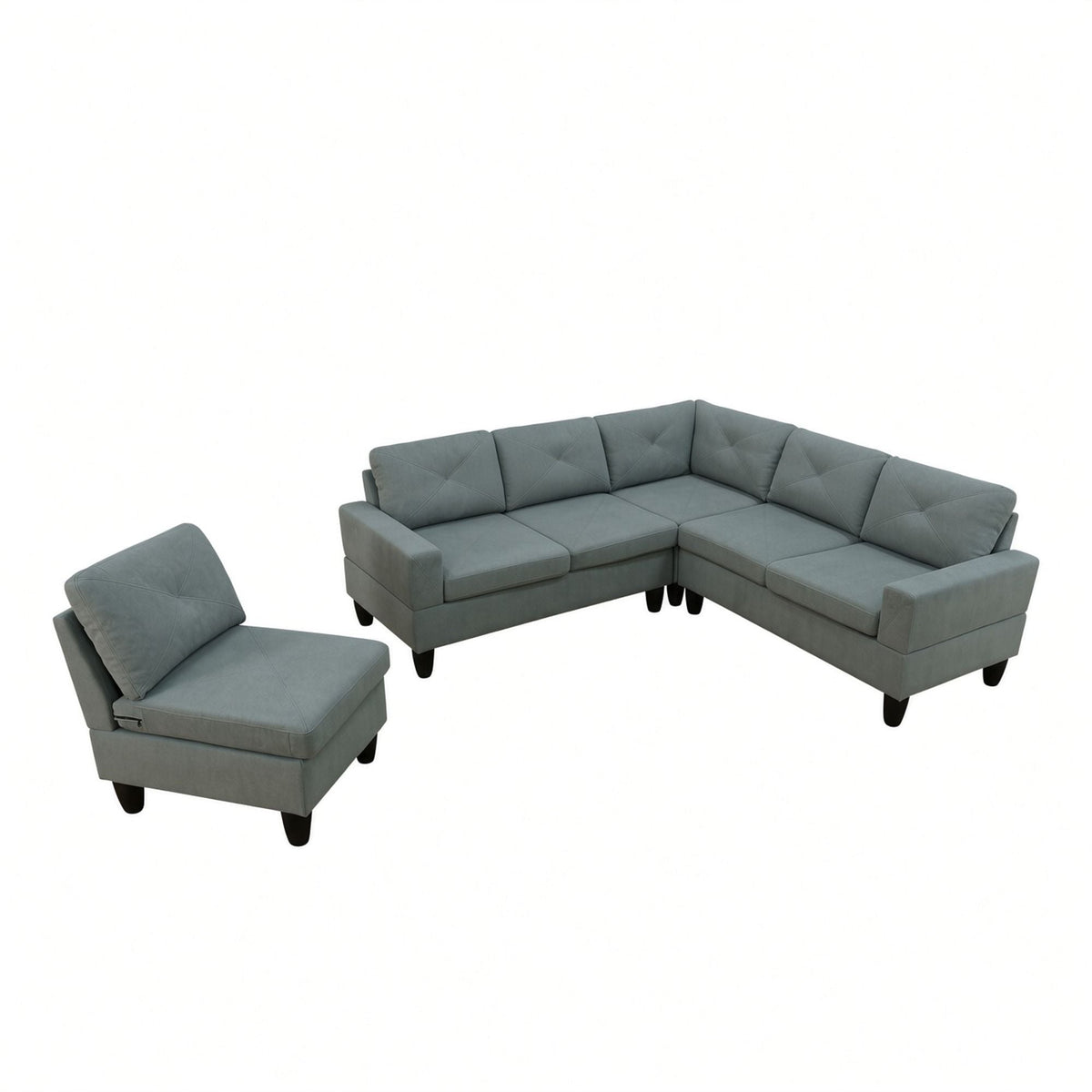 Modular L - Shaped Sectional Sofa 6 Seater 4 Piece Couch With Chaise Home Essentials