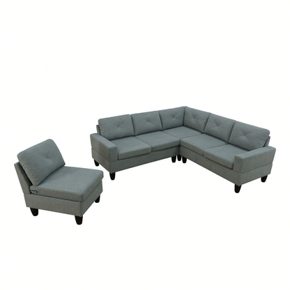 Modular L - Shaped Sectional Sofa 6 Seater 4 Piece Couch With Chaise Home Essentials