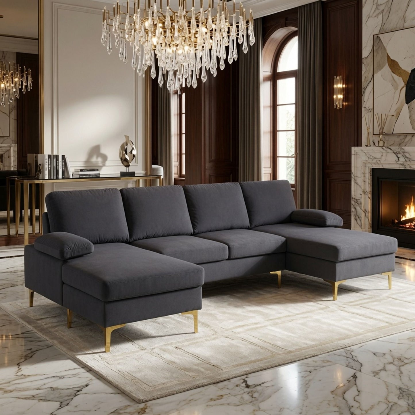 U - Shaped Sectional Sofa With Double Chaise Home Essentials