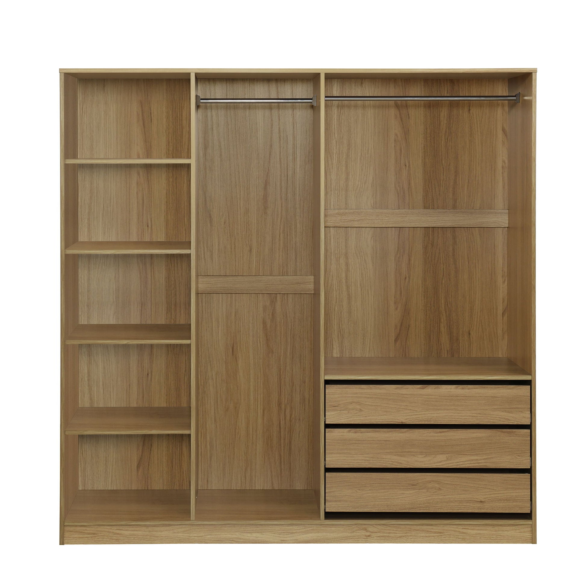 Doorless Storage Wardrobe For Dedroom With Shelves And 3 Drawers Timeless Haven