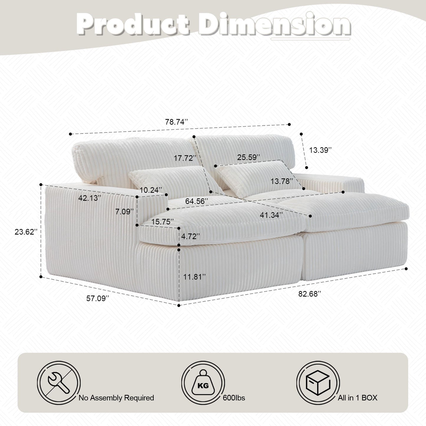 Double Chaise Lounge Chair, Oversized Upholstered Sleeper Cloud Couch Home Essentials