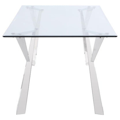 Alaia - Rectangular Glass Top Dining Table - Chrome Coaster Fine Furniture
