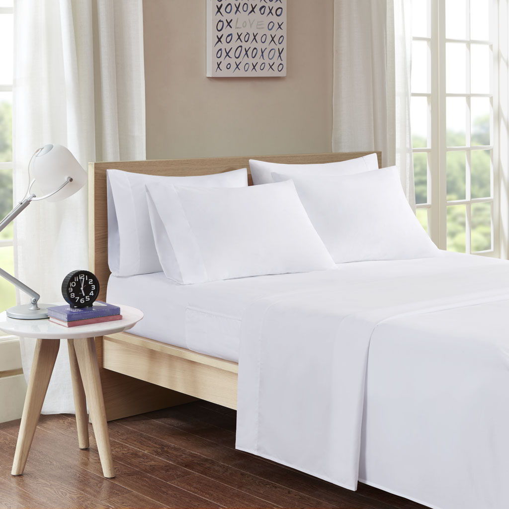 Sheet Set With Side Storage Pockets - White