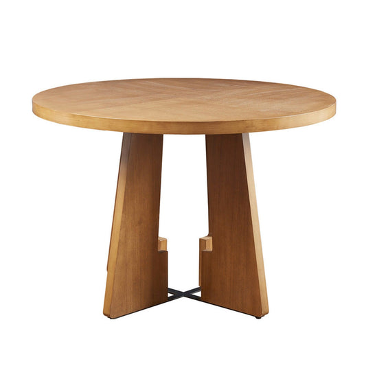 Modern Round Dining Table With Pecan Wood Veneer - Walnut JLA