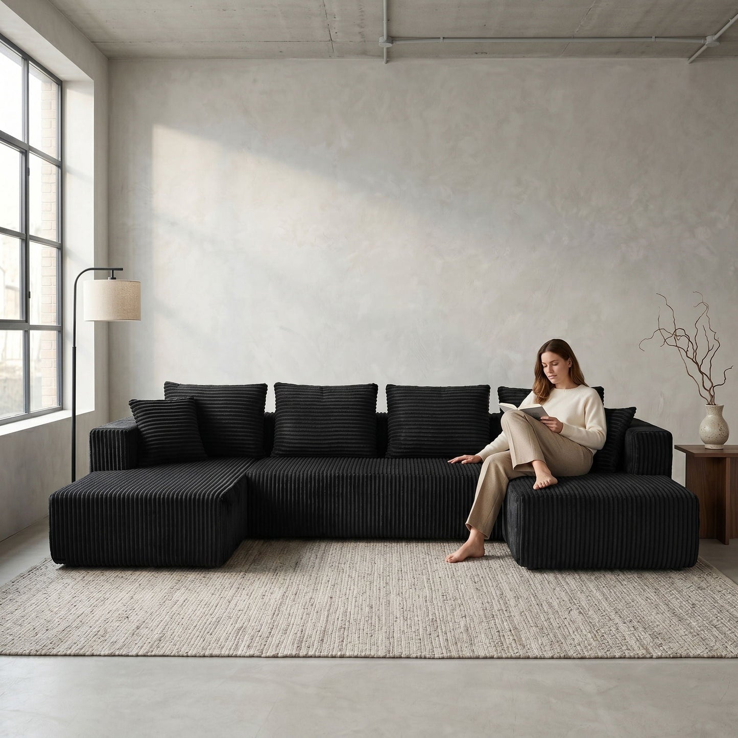 U-Shaped Modular Sectional Sofa With Double Chaise, Oversized Deep Seat For Living Room Home Essentials