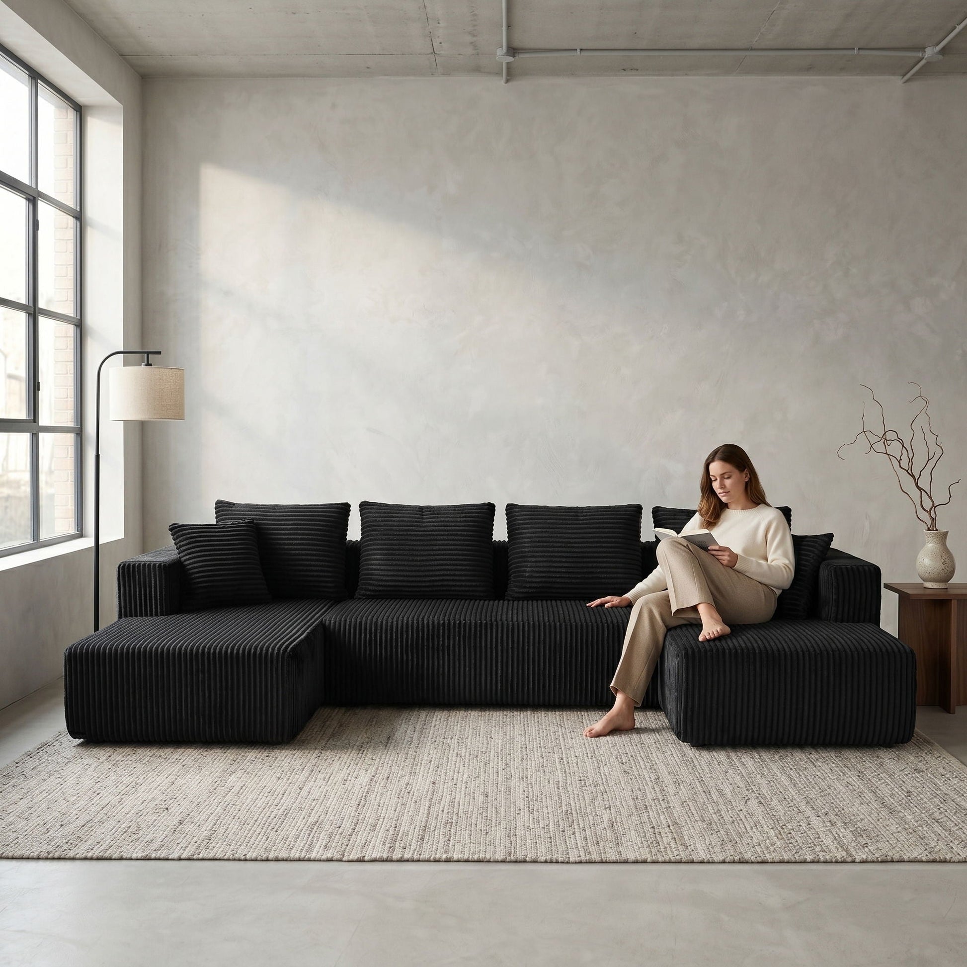 U-Shaped Modular Sectional Sofa With Double Chaise, Oversized Deep Seat For Living Room Home Essentials
