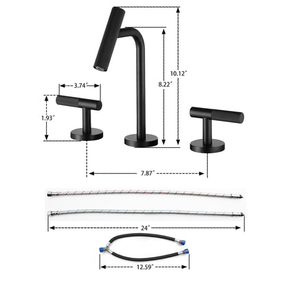 2 Handles Widespread 8" Bathroom Faucet With Solid Brass Construction - Matte Black Daily Nest