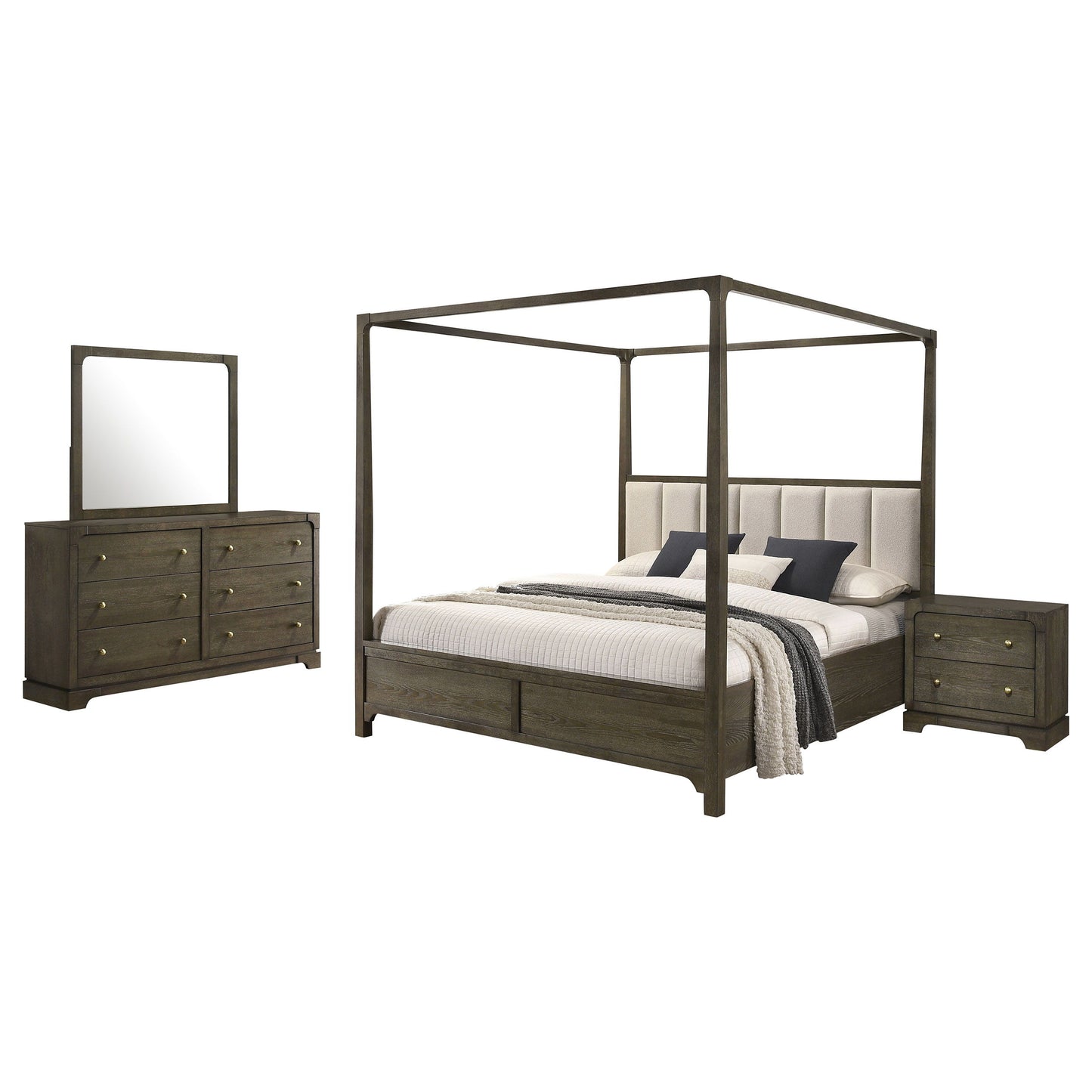 Gran Park - 4 Piece Eastern King Bedroom Set - Dark Cocoa