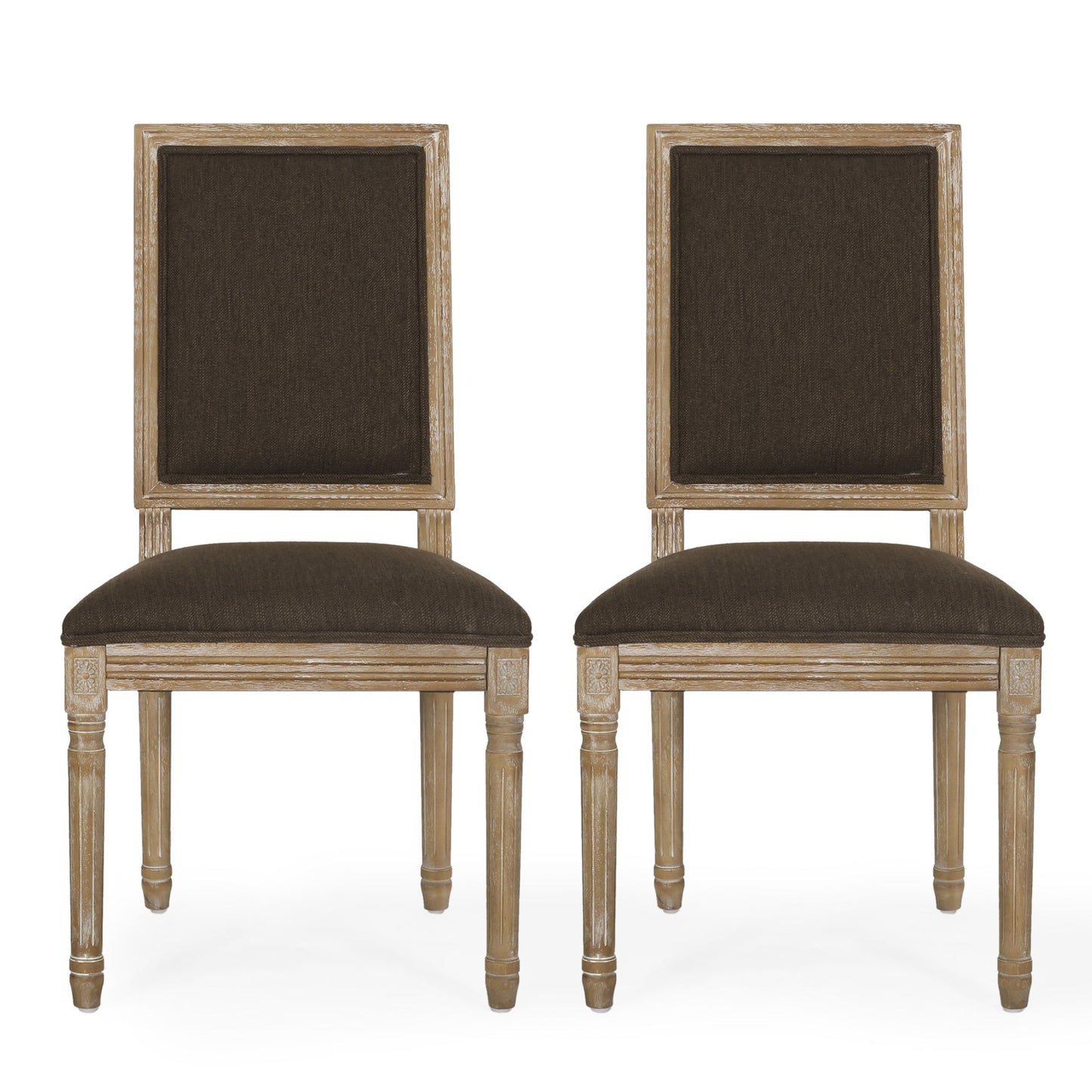 French Country Style Dining Chair With Upholstered Seating And Fluted Legs Noble House