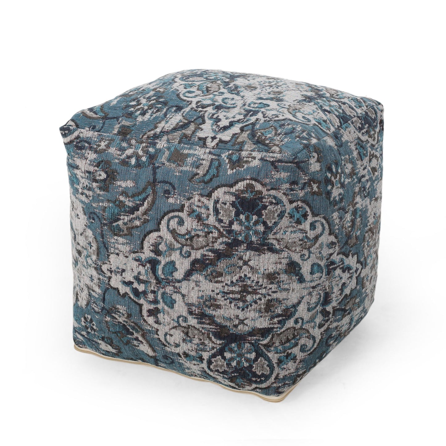 Anita - Square Pouf Ottoman And Floor Cushion - Blue Home Essentials
