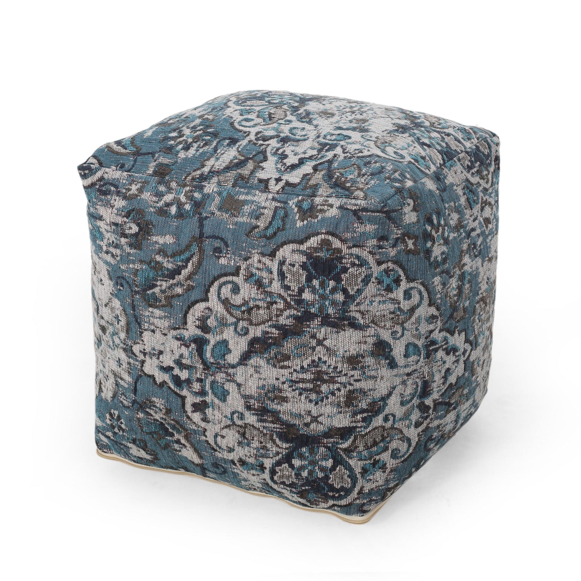 Anita - Square Pouf Ottoman And Floor Cushion - Blue Home Essentials