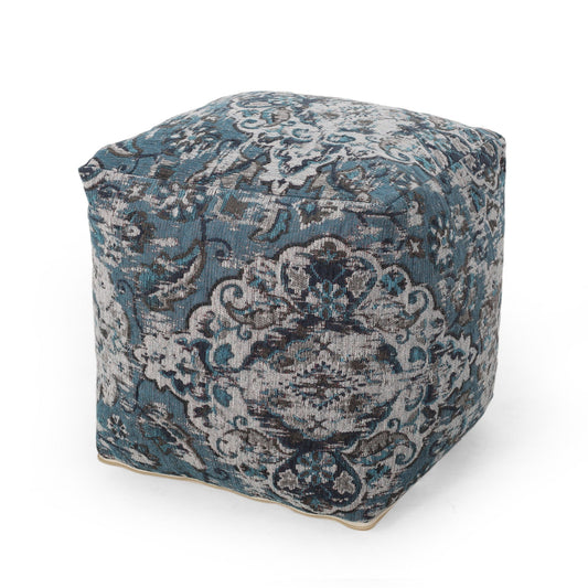 Anita - Square Pouf Ottoman And Floor Cushion - Blue Home Essentials