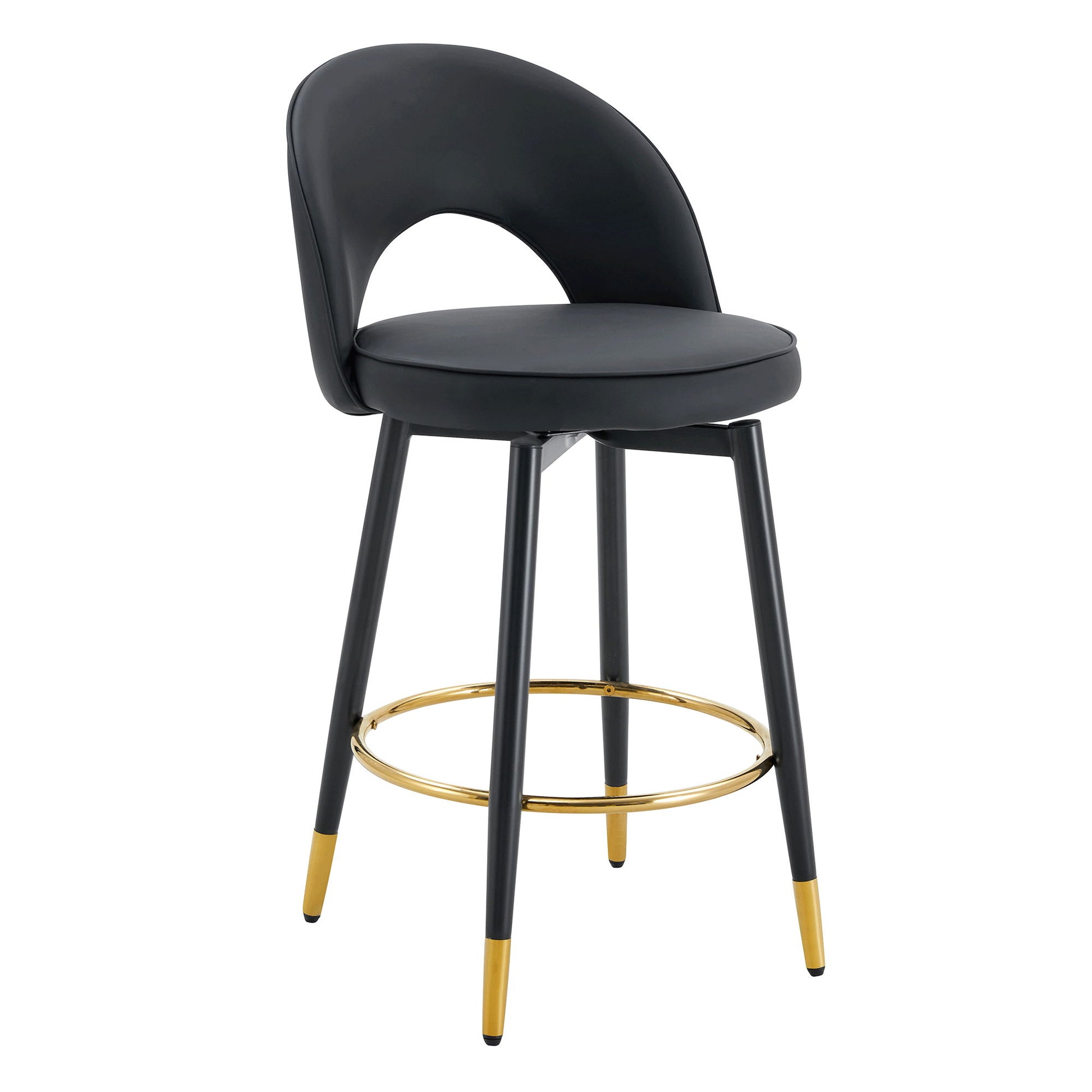 Modern Upholstered 360° Rotatable Bar Chair With Metal Legs For Dining Room (Set of 2) Home Essentials