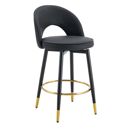 Modern Upholstered 360° Rotatable Bar Chair With Metal Legs For Dining Room (Set of 2) Home Essentials