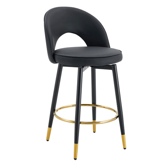 Modern Upholstered 360° Rotatable Bar Chair With Metal Legs For Dining Room (Set of 2) Home Essentials