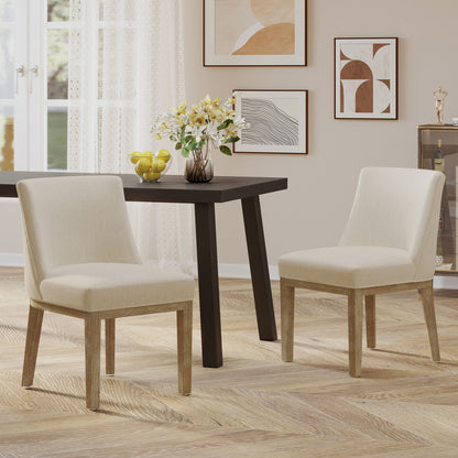 Modern Dining Chair With Durable Fabric Upholstery And Sturdy Wooden Frame (Set of 2) Noble House