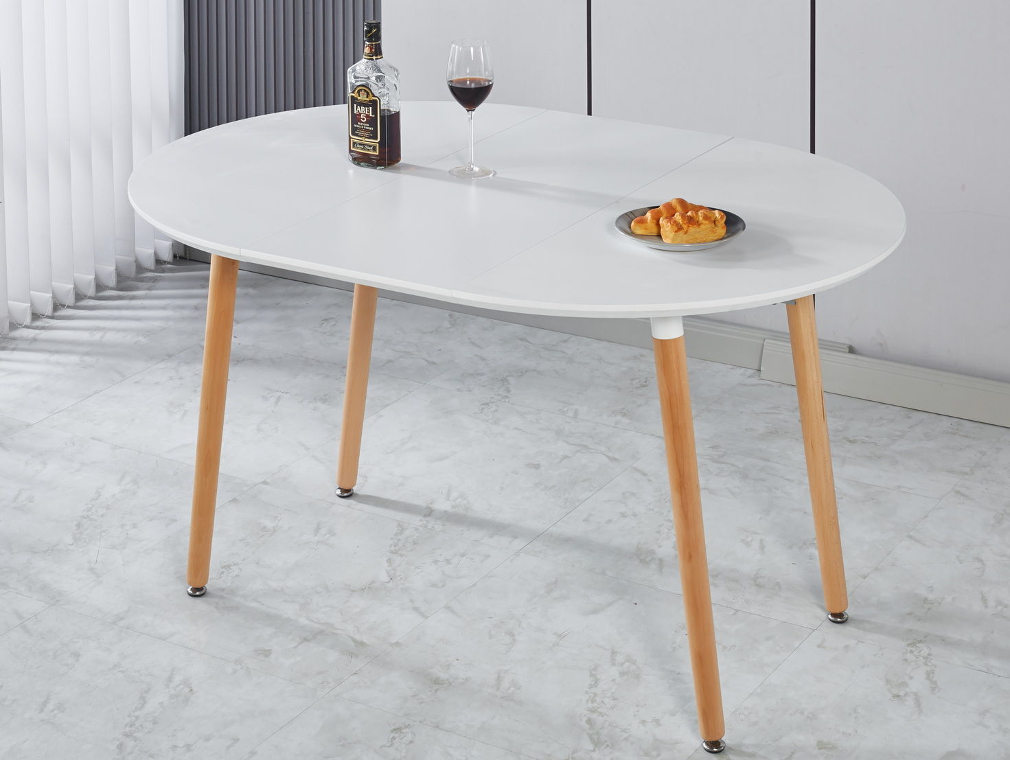 Extensible Table, Dining Table, Office Table, Coffee Table, Wood Leg - Matte White Home Essentials