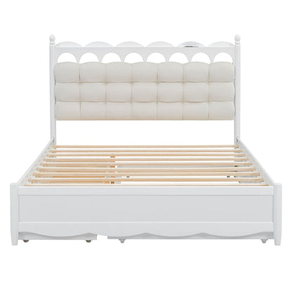 Storage Platform Bed, With 2 Big Drawers, Trundle, One Set Of Sockets & USB Ports Timeless Haven