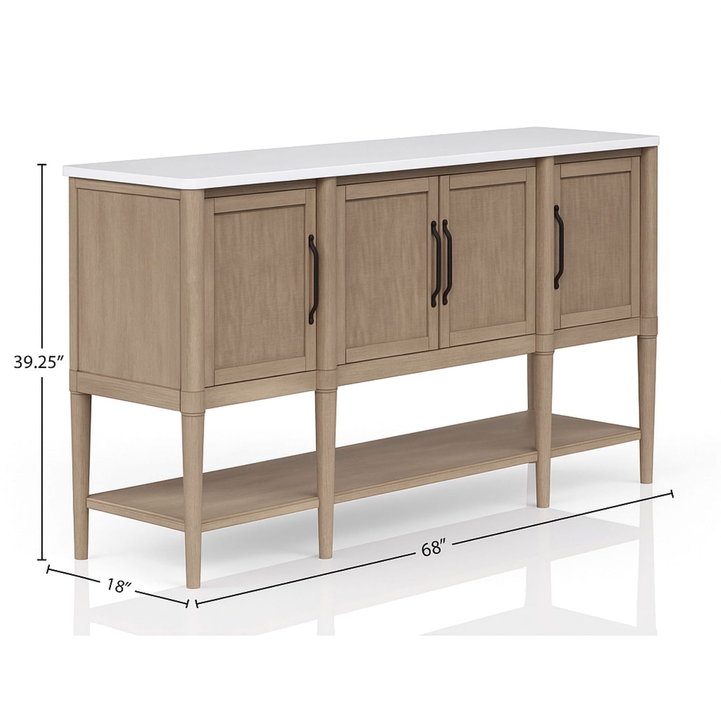 Cement Topped Server With Cane Insets - Sand Bernards Furniture