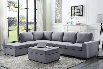 Cassia - 7 Seat Reversible Modular Sectional Sofa With Ottoman Lilola Home