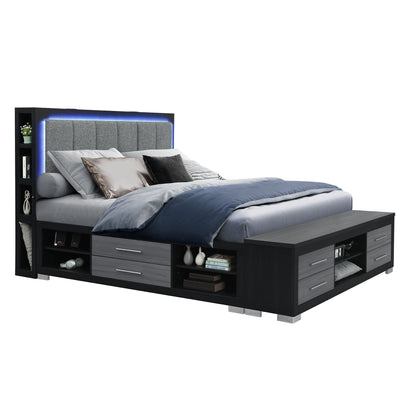 Messa - Bed With Storage Features And LED Lighting Global Furniture USA