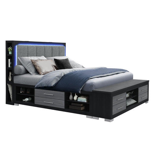 Messa - Bed With Storage Features And LED Lighting Global Furniture USA